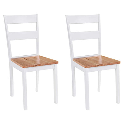 Dining Chairs 2 pcs White Solid Rubber Wood