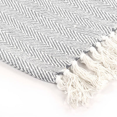 Throw Cotton Herringbone 125x150 cm Grey