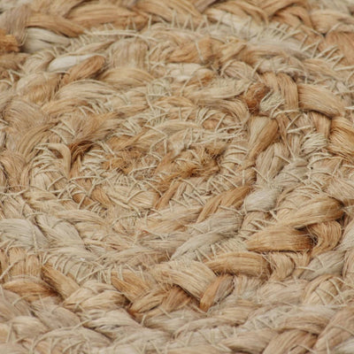 Area Rug Braided Design Jute 120 cm Round