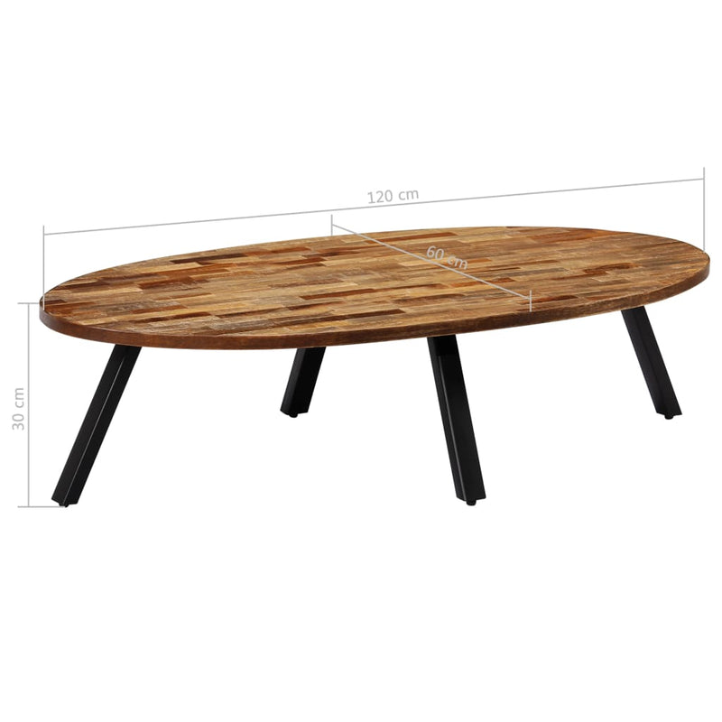 Coffee Table Solid Reclaimed Teak Oval 120x60x30 cm