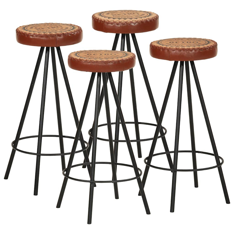 Bar Stools 4 pcs Real Leather