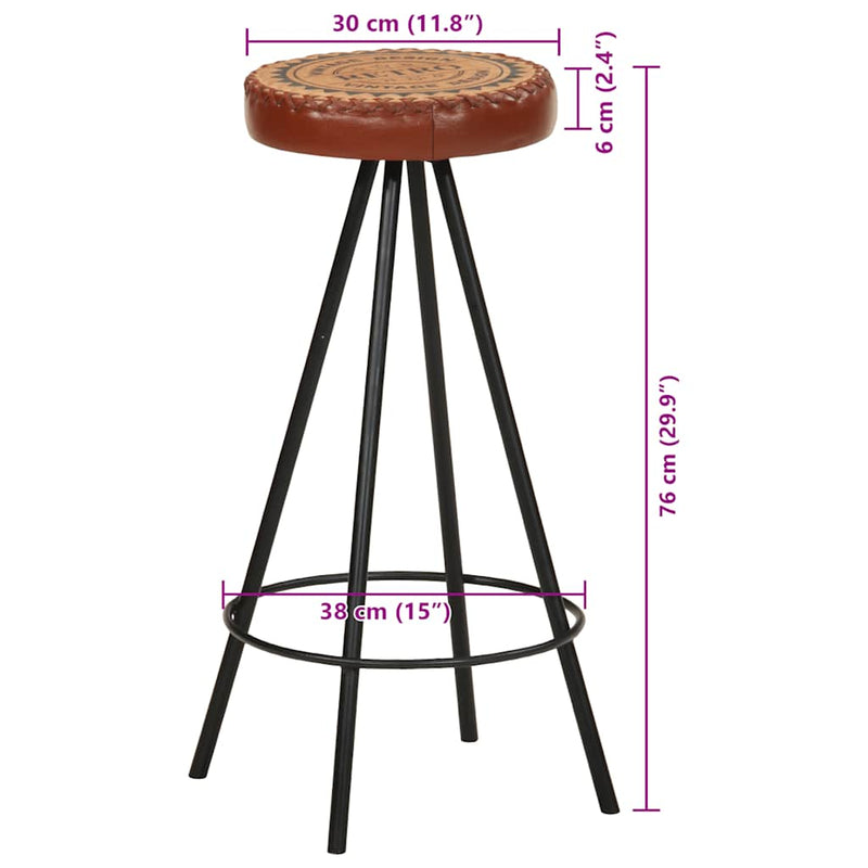 Bar Stools 4 pcs Real Leather