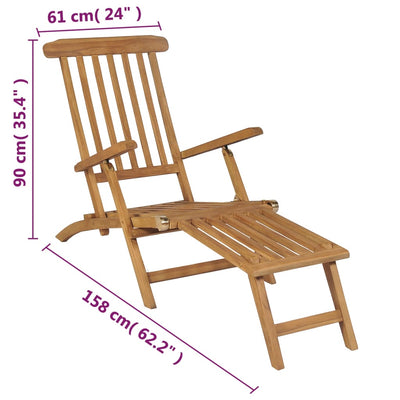 Deck Chair with Footrest Solid Teak Wood