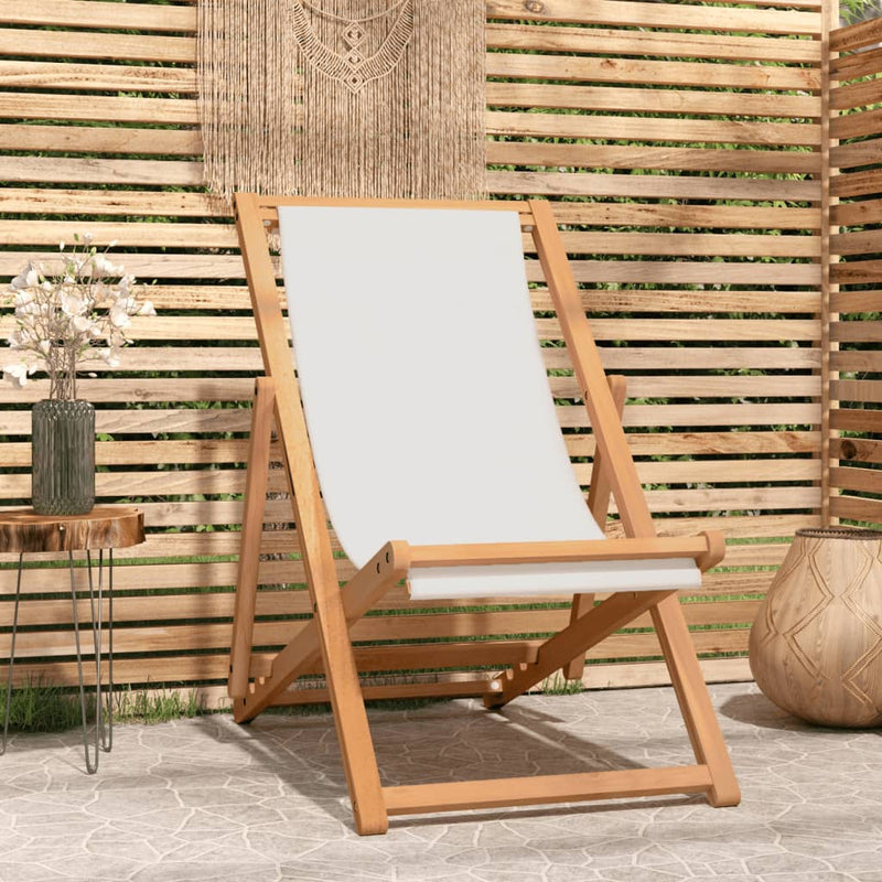 Deck Chair Teak 56x105x96 cm Cream