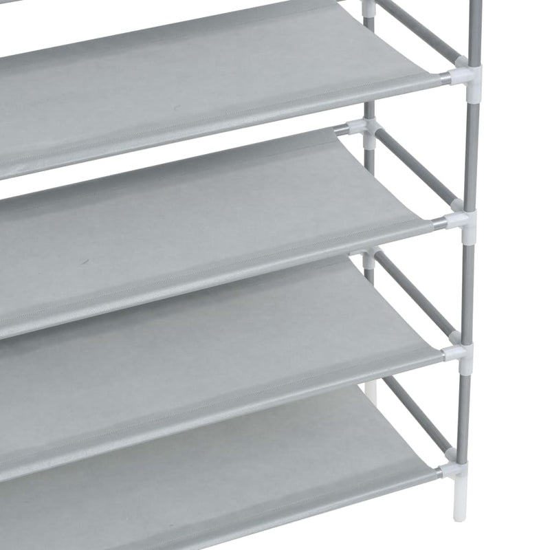 Shoe Rack with 10 Shelves Metal and Non-woven Fabric Silver