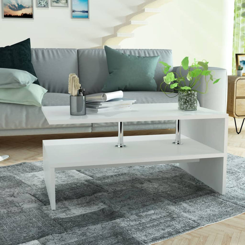 Coffee Table Engineered Wood 90x59x42 cm White