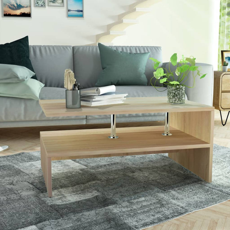 Coffee Table Engineered Wood 90x59x42 cm Oak