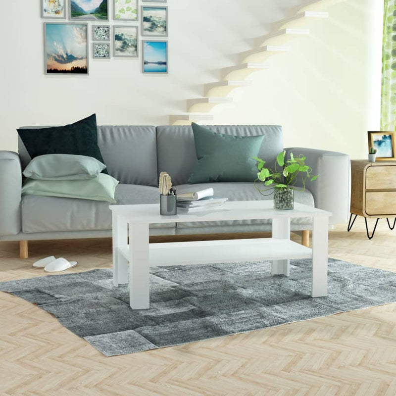 Coffee Table Engineered Wood 100x59x42 cm White