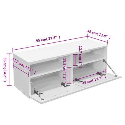 TV Cabinet Engineered Wood 95x35x36 cm White