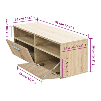 TV Cabinet Engineered Wood 95x35x36 cm Oak