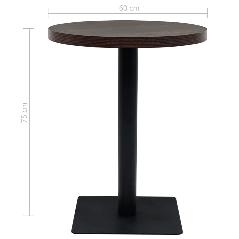 Bistro Table MDF and Steel Round 60x75 cm Dark Ash