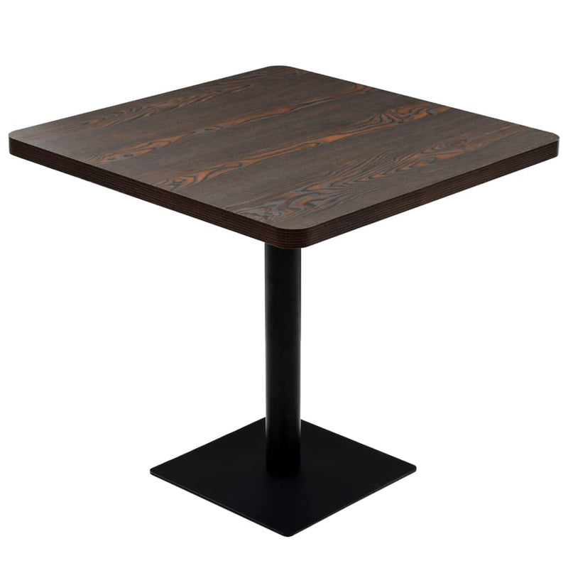 Bistro Table MDF and Steel Square 80x80x75 cm Dark Ash