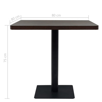 Bistro Table MDF and Steel Square 80x80x75 cm Dark Ash