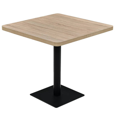 Bistro Table MDF and Steel Square 80x80x75 cm Oak Colour