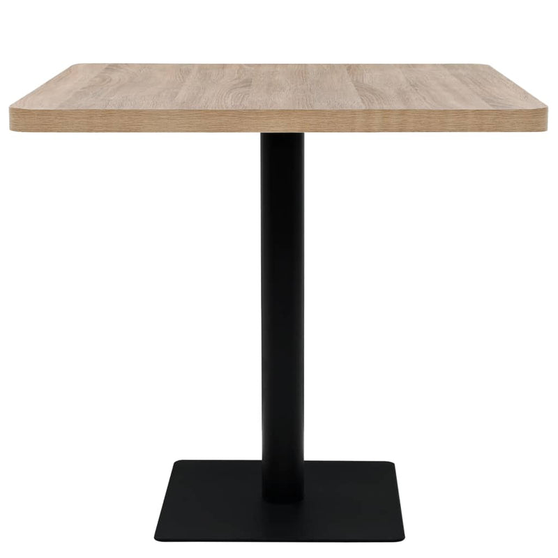 Bistro Table MDF and Steel Square 80x80x75 cm Oak Colour