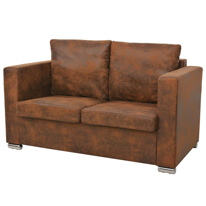 Sofa Set 3 Pieces Artificial Suede Leather