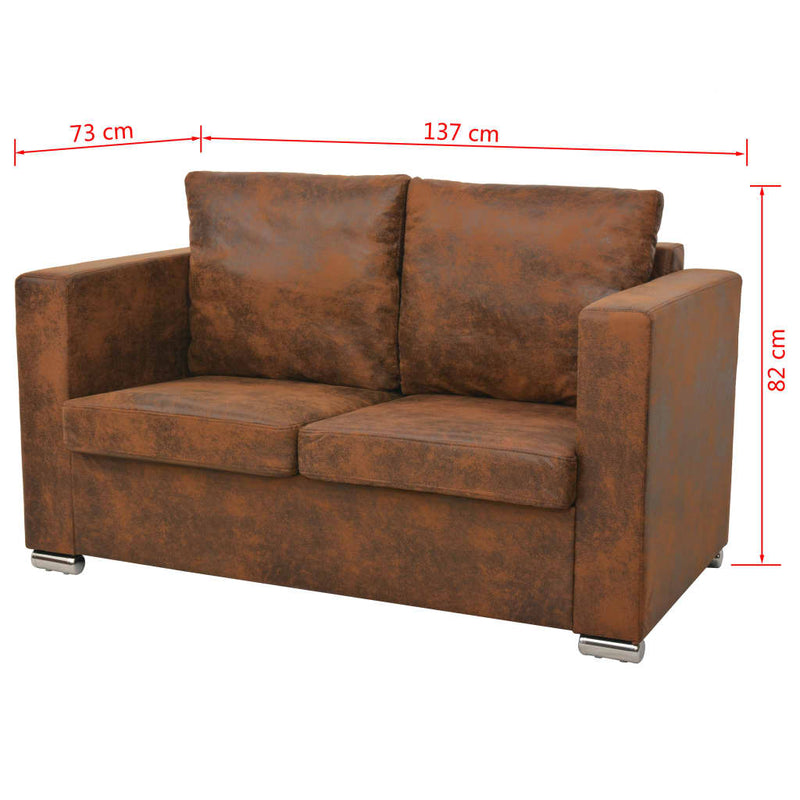 Sofa Set 3 Pieces Artificial Suede Leather