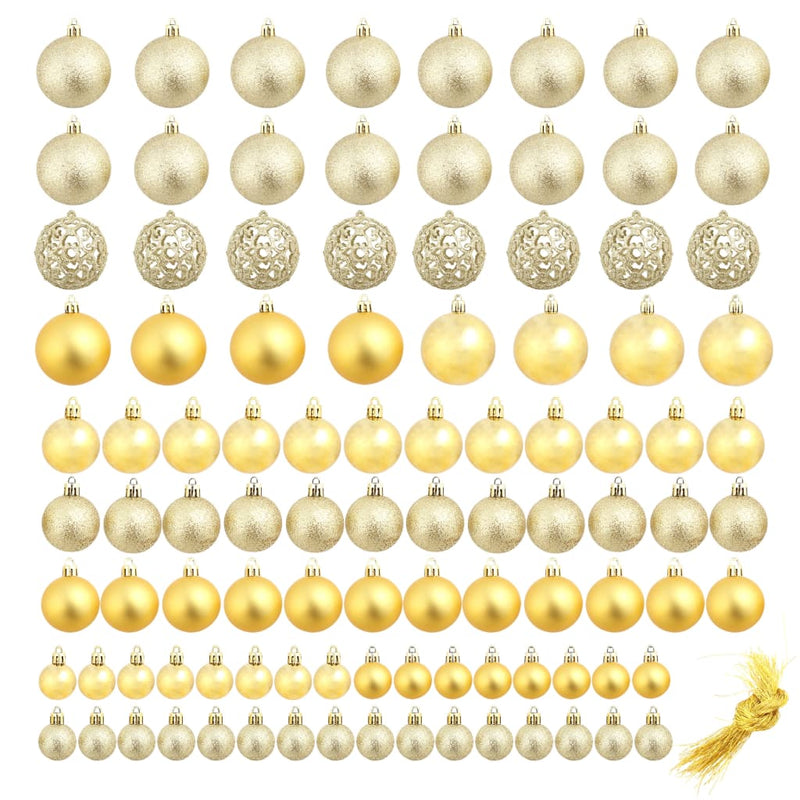 100 Piece Christmas Ball Set 3/4/6 cm Gold