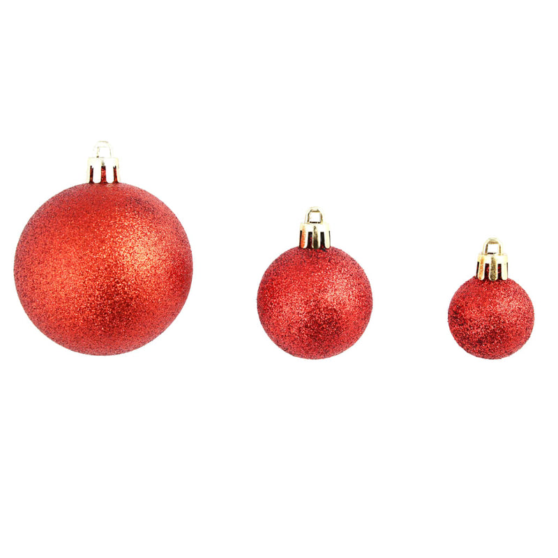 100 Piece Christmas Ball Set 3/4/6 cm Red