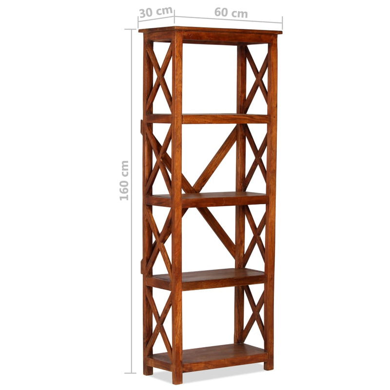 Bookshelf Solid Acacia Wood Honey Finish 60x30x160 cm