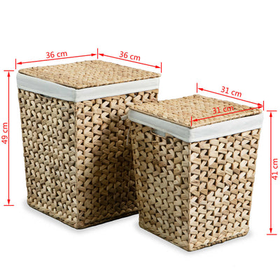 Laundry Basket Set 2 Pieces Water Hyacinth