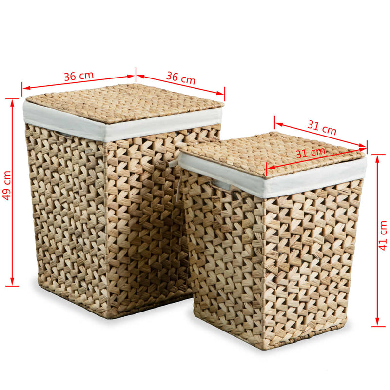 Laundry Basket Set 2 Pieces Water Hyacinth