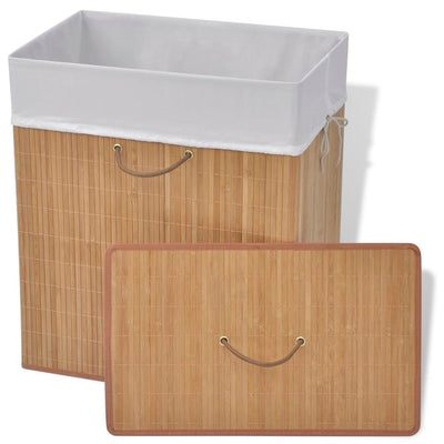 Bamboo Laundry Bin Rectangular Natural