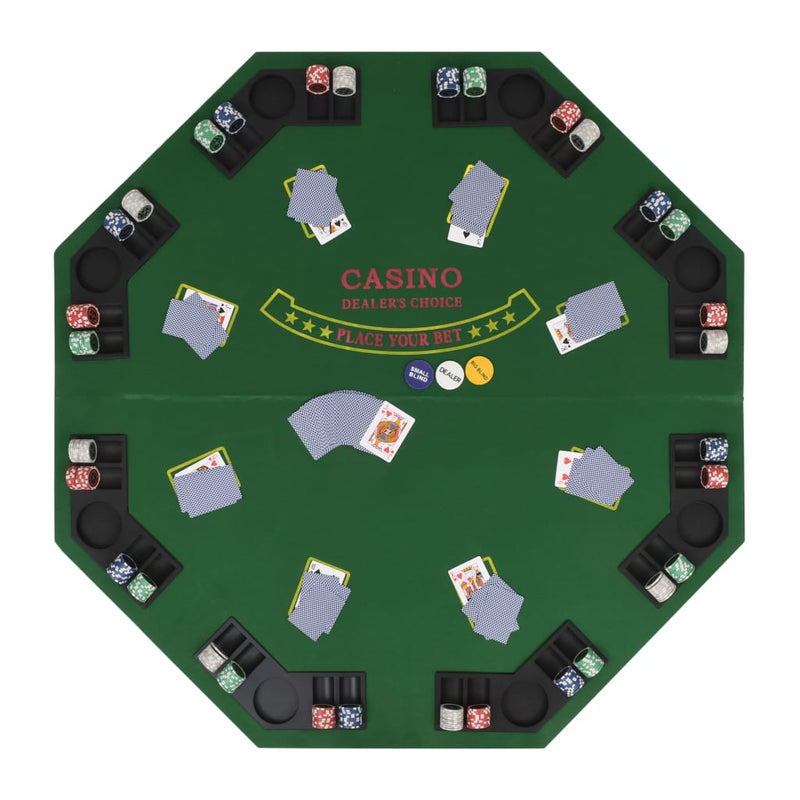 8-Player Folding Poker Tabletop 2 Fold Octagonal Green