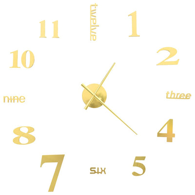 3D Wall Clock Modern Design 100 cm XXL Gold