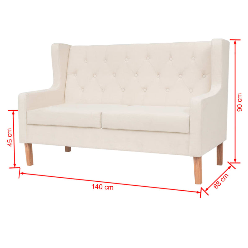 Sofa Set 2 Pieces Fabric Cream White