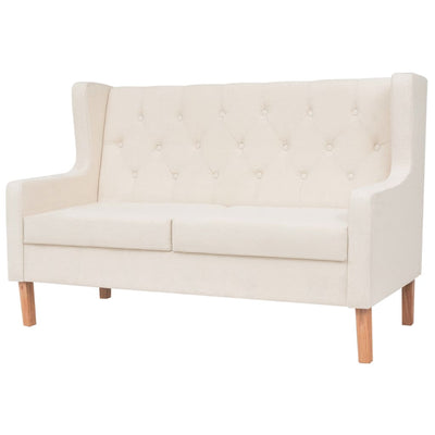 Sofa Set 2 Pieces Fabric Cream White