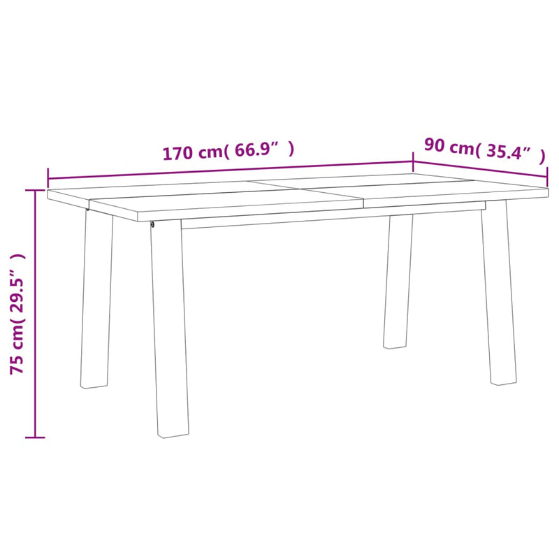 Dining Table Solid Acacia Wood 170x90x75 cm