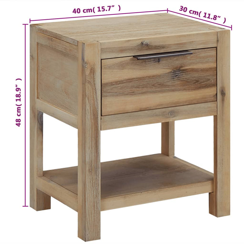 Nightstand with Drawer 40x30x48 cm Solid Acacia Wood