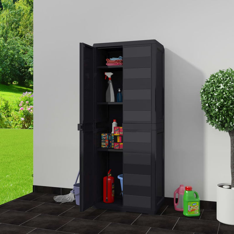 Garden Storage Cabinet with 3 Shelves Black