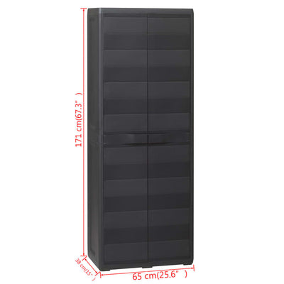 Garden Storage Cabinet with 3 Shelves Black