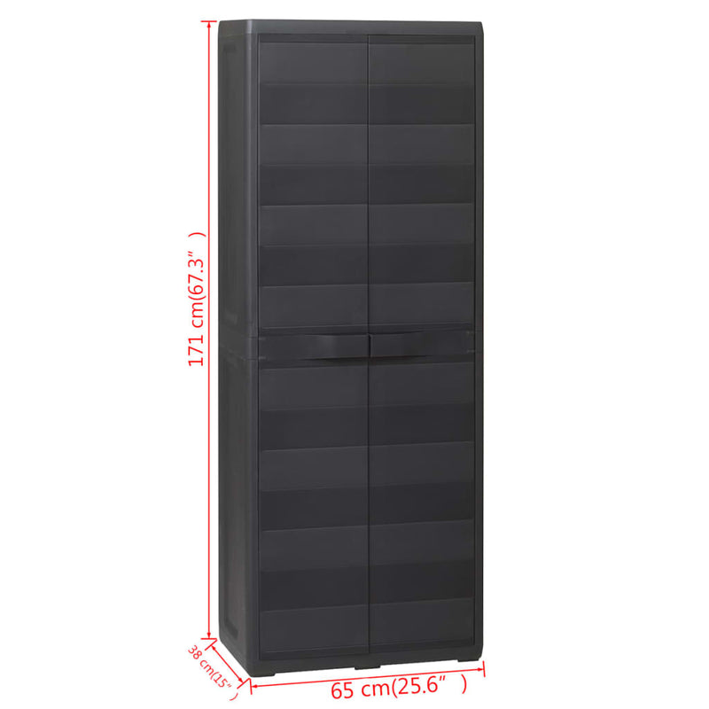 Garden Storage Cabinet with 3 Shelves Black