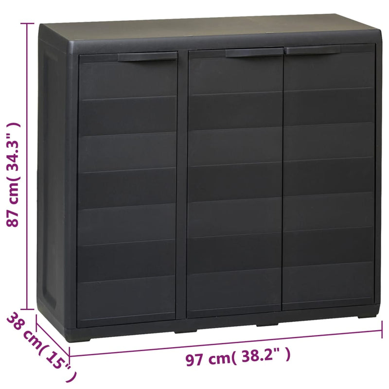 Garden Storage Cabinet with 2 Shelves Black