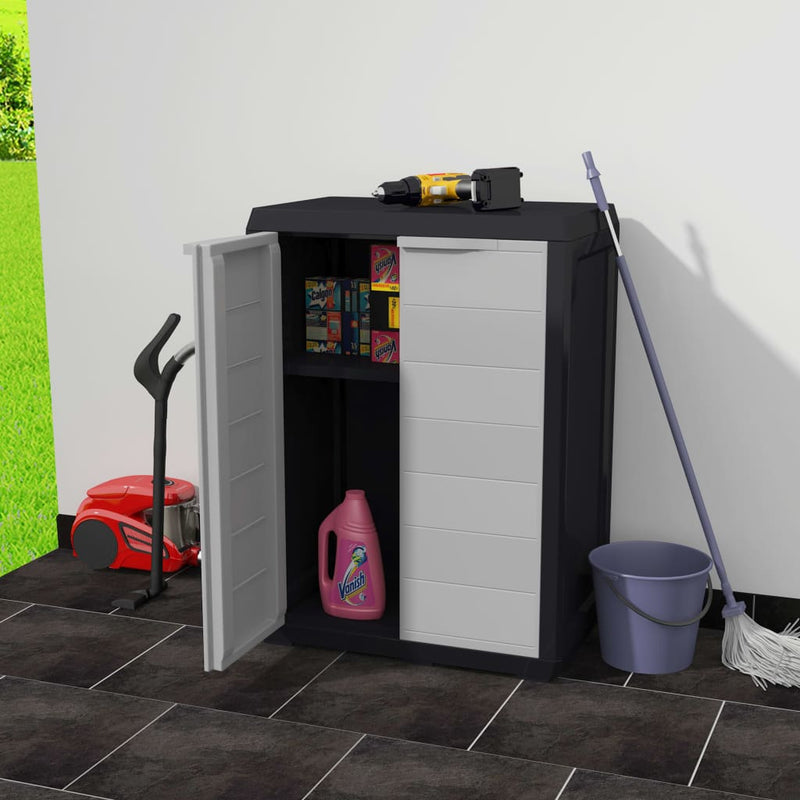 Garden Storage Cabinet with 1 Shelf Black and Grey