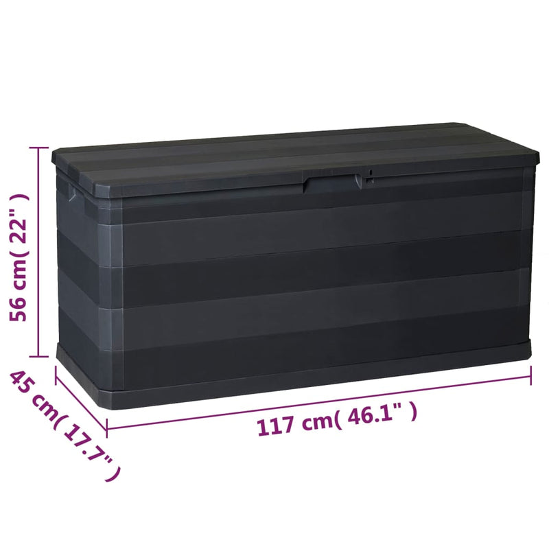 Garden Storage Box Black 117x45x56 cm