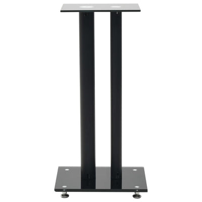 Speaker Stands 2 pcs Tempered Glass 2 Pillars Design Black