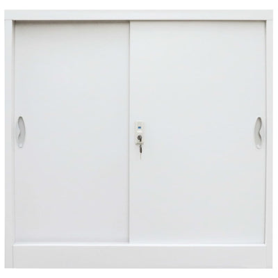 Office Cabinet with Sliding Doors Metal 90x40x90 cm Grey