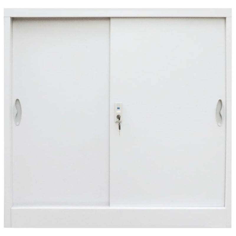 Office Cabinet with Sliding Doors Metal 90x40x90 cm Grey