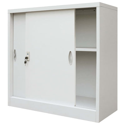 Office Cabinet with Sliding Doors Metal 90x40x90 cm Grey