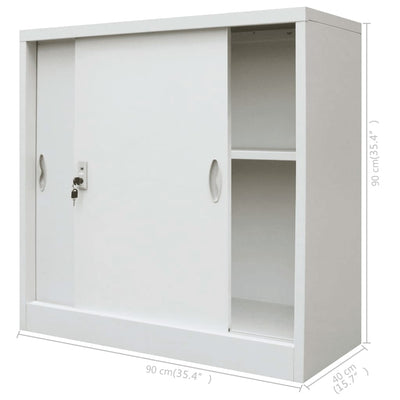 Office Cabinet with Sliding Doors Metal 90x40x90 cm Grey