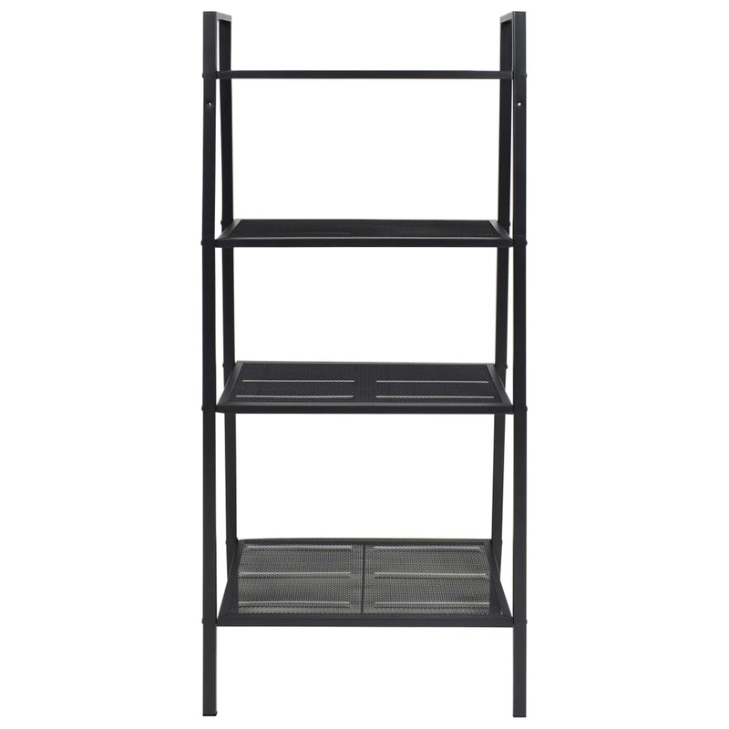 Ladder Bookcase 4 Tiers Metal Black