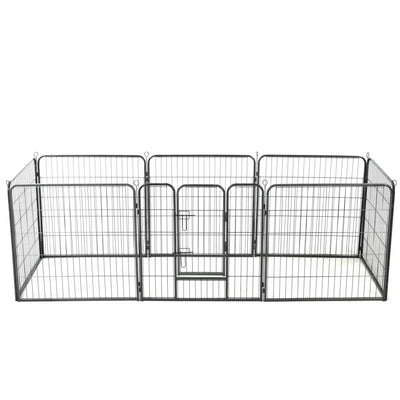 Dog Playpen 8 Panels Steel 80x80 cm Black