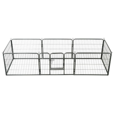 Dog Playpen 8 Panels Steel 80x60 cm Black
