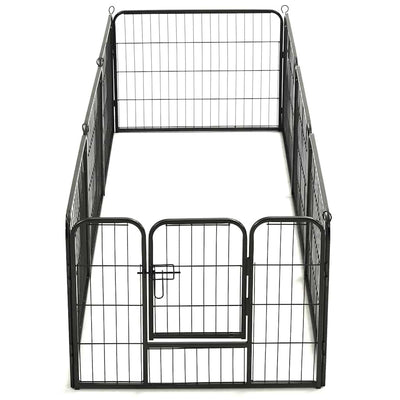 Dog Playpen 8 Panels Steel 80x60 cm Black
