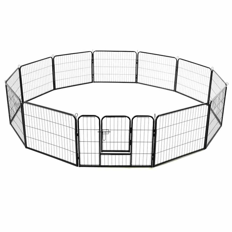 Dog Playpen 12 Panels Steel 80x60 cm Black