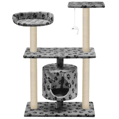 Cat Tree with Sisal Scratching Posts 95 cm Grey Paw Prints